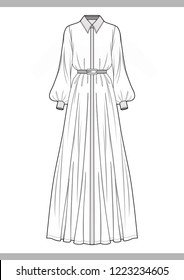 DRESS Fashion technical drawings vector template