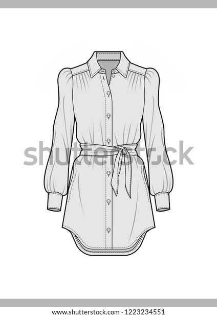 Dress Fashion Technical Drawings Vector Template Stock Vector (Royalty ...