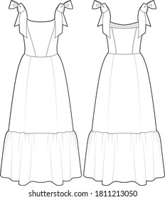 Dress fashion. Vector sketch template