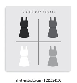 Dress flat black and white vector icon.