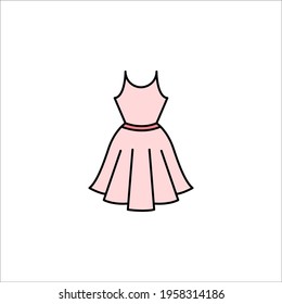 Kleid flach Umriss Vektorgrafik Symbol.