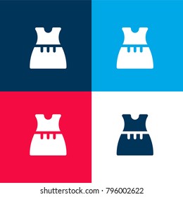 Dress four color material and minimal icon logo set in red and blue