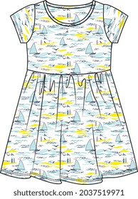 DRESS AND FROCKS FOR GIRLS WEAR VECTOR ILLUSTRATION