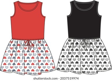 DRESS AND FROCKS FOR GIRLS WEAR VECTOR ILLUSTRATION