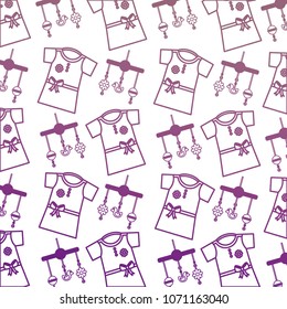 dress girl with mobile toys pattern background