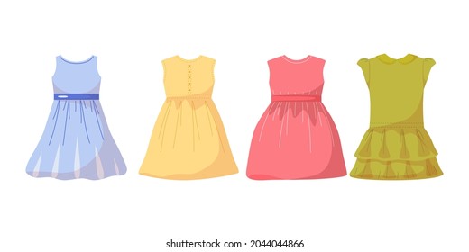 Dress girl for summer. Clothes for girls. Vector illustration