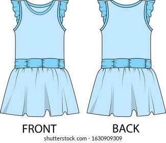 dress for girl vector pattern template