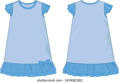 dress for girl vector template pattern