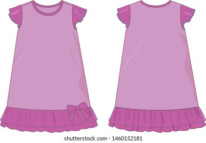 dress for girl vector template pattern