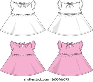 DRESS FOR GIRL VECTOR TEMPLATE PATTERN