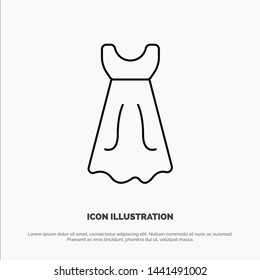 Dress, Girl, Wedding Vector Line Icon