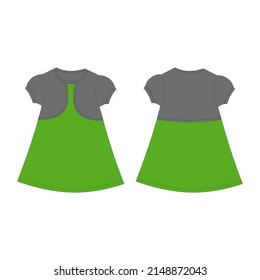 Dress girls front and back view. Vector image