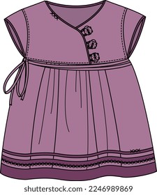 DRESS WITH HALF SLEEVE FOR KID GIRLS WEAR VECTOR