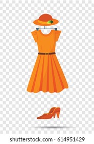 dress, hat and shoes