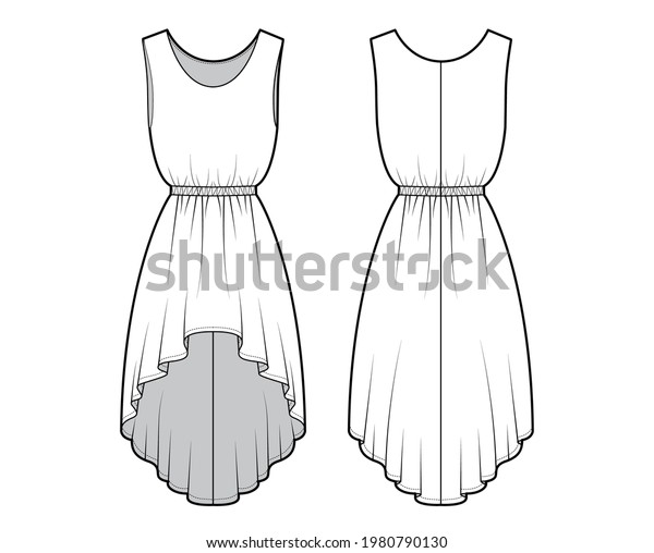 high low dress drawing