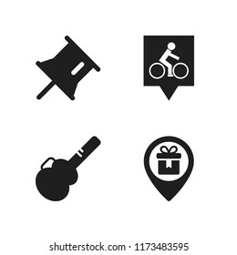 dress icon. 4 dress vector icons set. pin, gift shop location and bicycle pin icons for web and design about dress theme