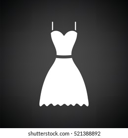 Dress icon. Black background with white. Vector illustration.