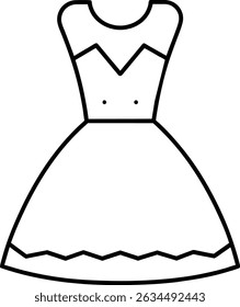 Dress icon for fashion designs, apparel stores, or creative projects. Use for websites, social media, advertising. Isolated on white with copy space.