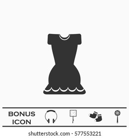 Dress icon flat. Black pictogram on white background. Vector illustration symbol and bonus button