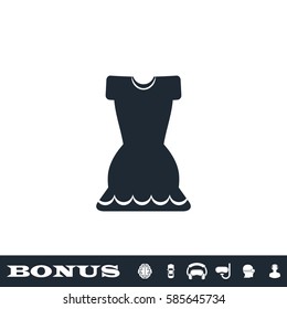 Dress icon flat. Black pictogram on white background. Vector illustration symbol and bonus button