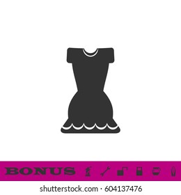 Dress icon flat. Black pictogram on white background. Vector illustration symbol and bonus button