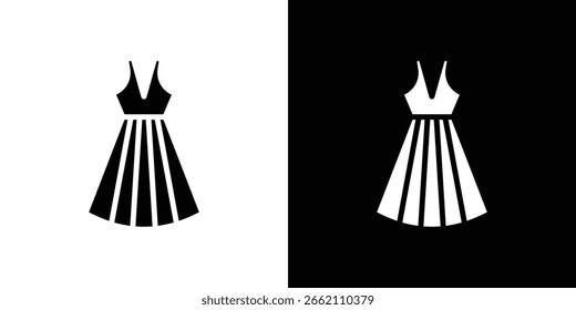 Dress icon in flat black solid vector set