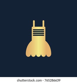 Dress icon flat. Simple gold pictogram on dark background. Vector illustration symbol