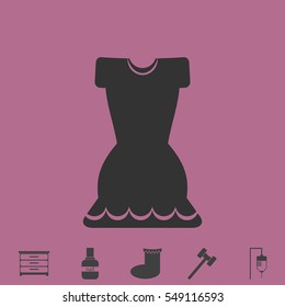 Dress icon flat. Simple vector grey pictogram and bonus symbol