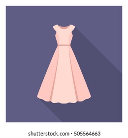 Dress icon in flat style isolated on white background. Clothes symbol vector illustration.