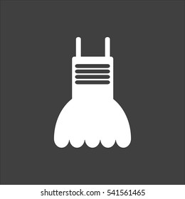 Dress icon flat. Vector white illustration isolated on black background. Flat symbol