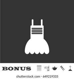 Dress icon flat. White pictogram on black background. Vector illustration symbol and bonus icons