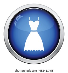 Dress icon. Glossy button design. Vector illustration.