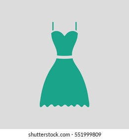 Dress icon. Gray background with green. Vector illustration.