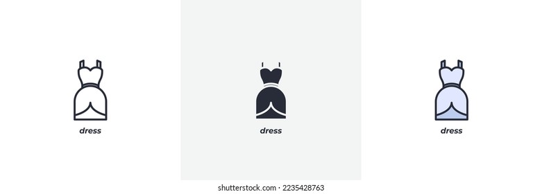 icono de vestir. Versión colorida de línea, contorno sólido y relleno, contorno y signo vectorial relleno. Símbolo de idea, ilustración de logotipo. Gráficos vectoriales