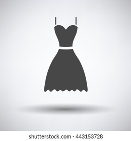 Dress icon on gray background, round shadow. Vector illustration.