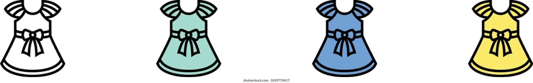 dress icon. Outline, Green, Blue and Yellow Style Design Isolated On White Background