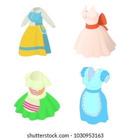 Dress icon set. Cartoon set of dress vector icons for web design isolated on white background