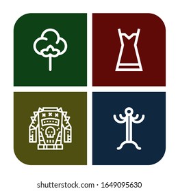 dress icon set. Collection of Textile, Nightgown, Jacket, Coat rack icons