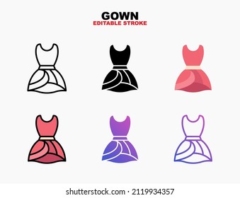 Dress icon set with different styles. Editable stroke and pixel perfect. Can be used for digital product, presentation, print design and more.