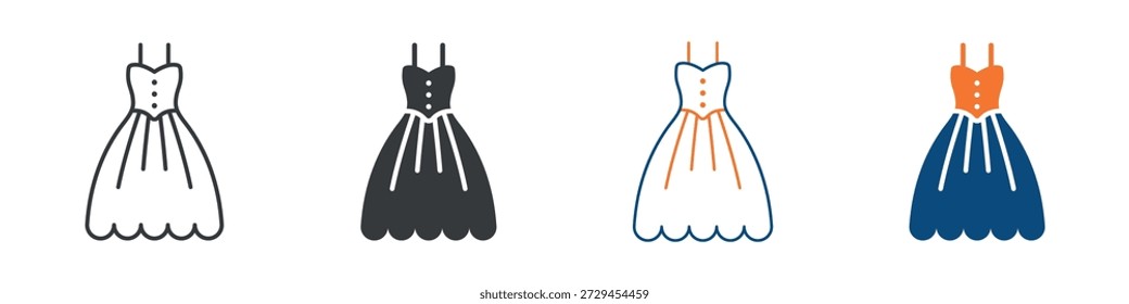 Ícone Vestido Definir Coleção de Vários Estilos