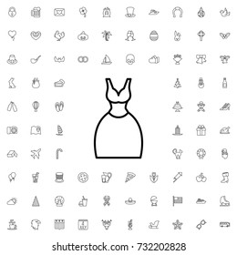 Dress icon. set of outline holiday icons.