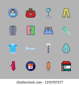 dress icon set. vector set about shop, skirt, polo and purse icons set.