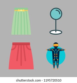dress icon set. vector set about skirt, pin and bodysuit icons set.