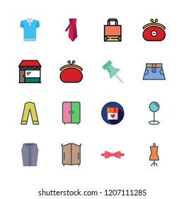 dress icon set. vector set about tie, wardrobe, shop and blouse icons set.