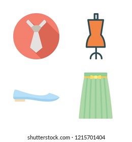 dress icon set. vector set about mannequin, skirt, tie and ballet flats icons set.