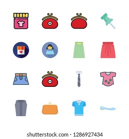 dress icon set. vector set about polo, ballet flats, girl and purse icons set.