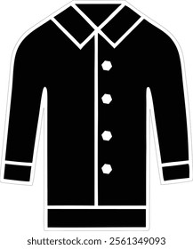 Dress icon, shirt icon vector silhouette Uniform or Shirt in Glyph Icon, Shirt icon, T-Shirt with long sleeves symbol, Folded shirt design shirts editable vector on a white background.