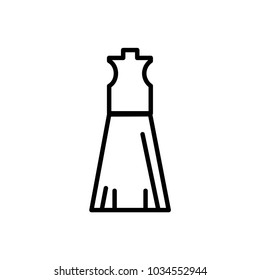 dress icon. Simple outline dress vector icon. On white background.