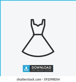 dress icon. Simple outline dress vector icon. On white background.