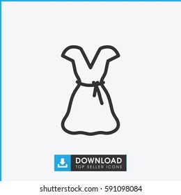dress icon. Simple outline dress vector icon. On white background.